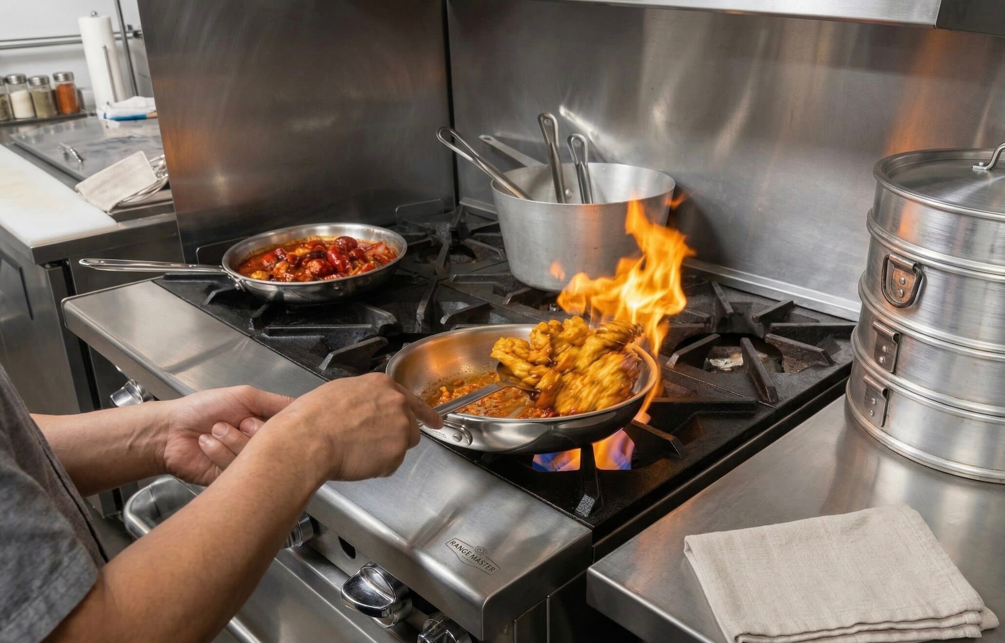 Cooking inside himalayan cafe